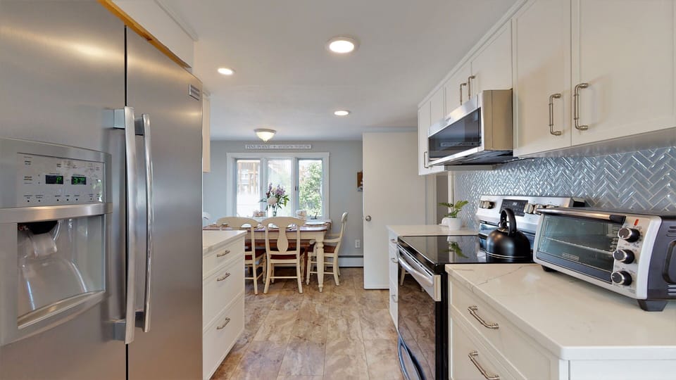Newly updated kitchen with stainless steel appliances 