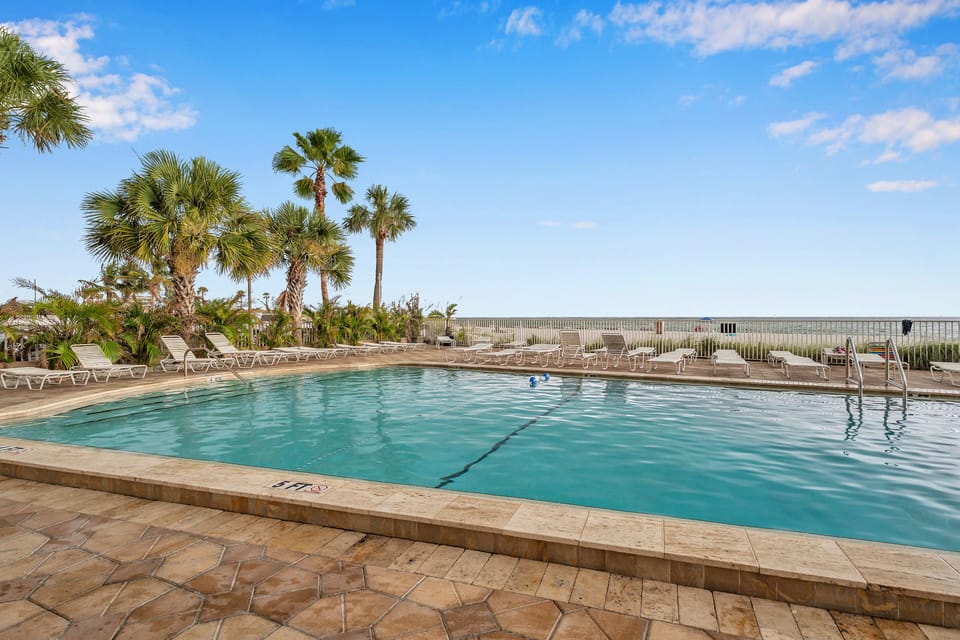 Heated pool facing the beach