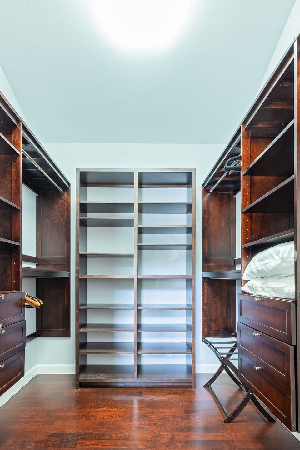 Walk-in closet in the master bedroom