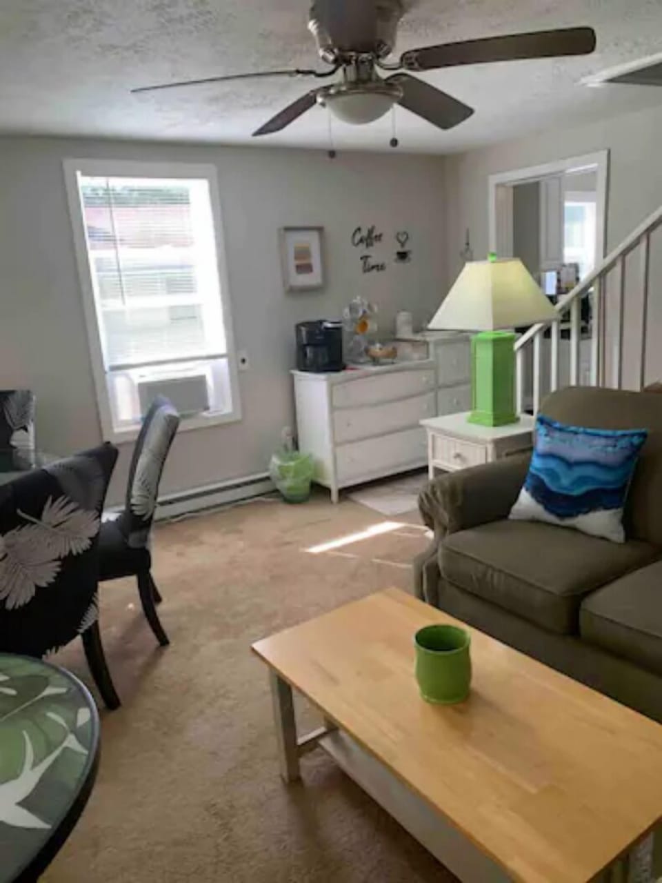LIVING ROOM - wide angle view showing dining area, coffee bar locations too