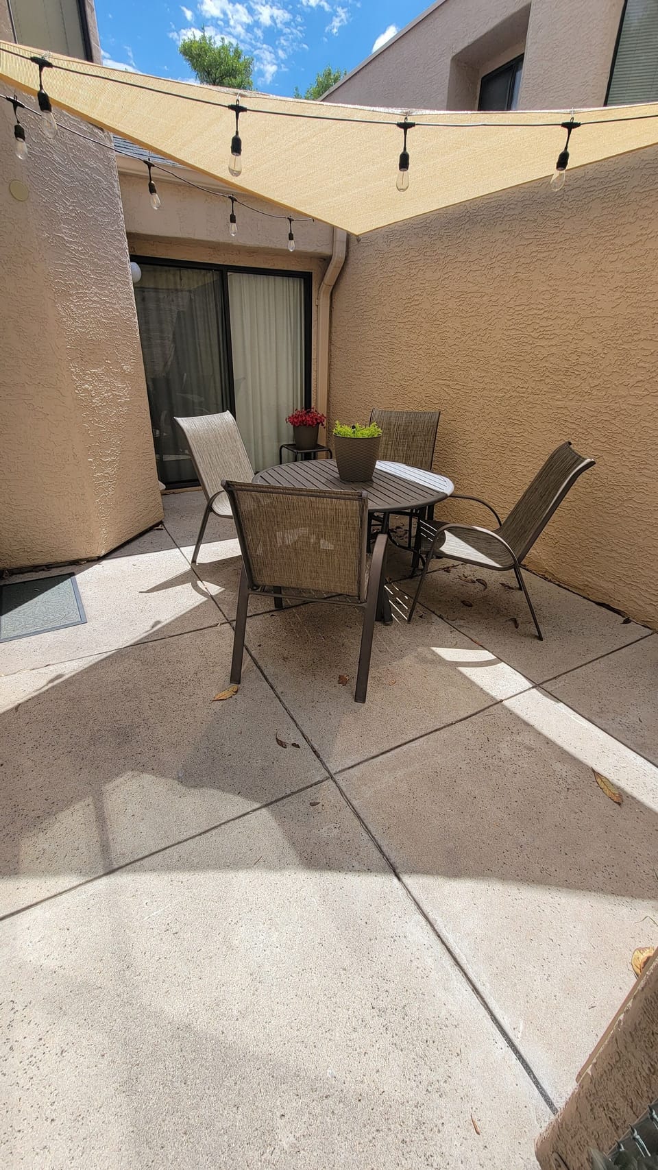 cover the patio with solar lights