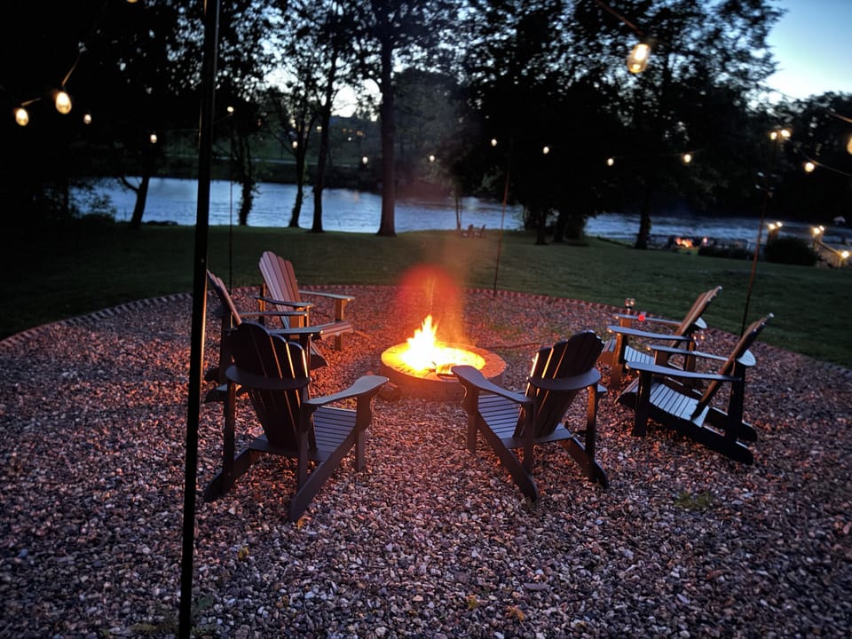 sunset fire overlooking the water