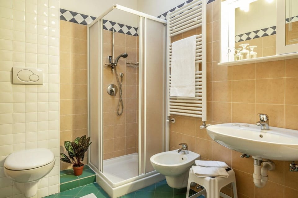 Shower, free toiletries, hair dryer, bidet