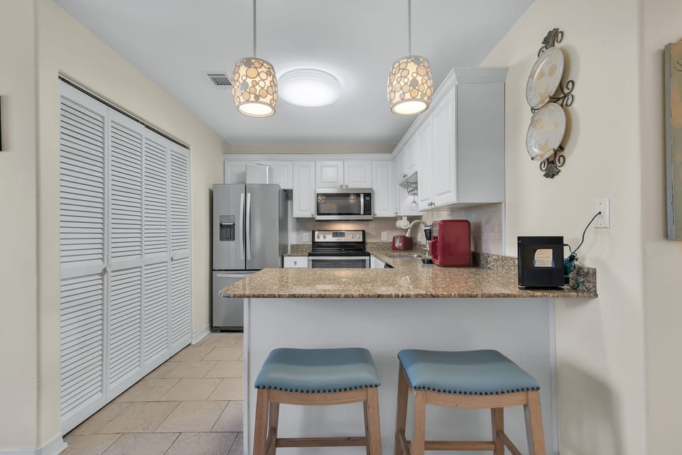 Kitchen with extra seating for 2.