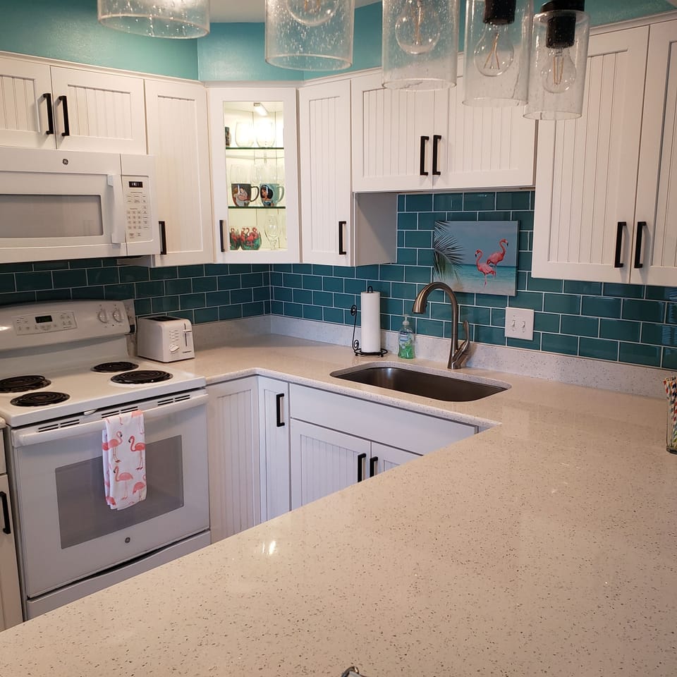 New kitchen 2021 with white quartz countertops