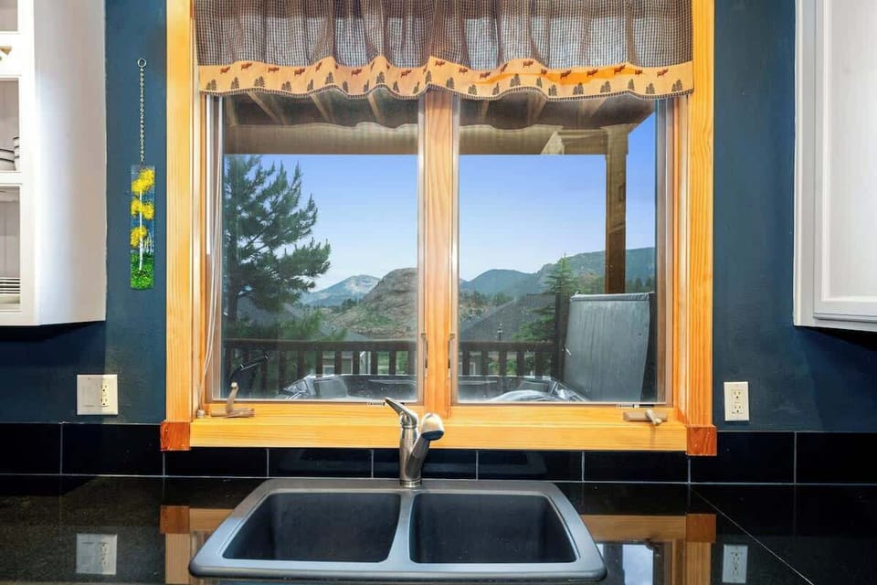 View of mountain range from kitchen window