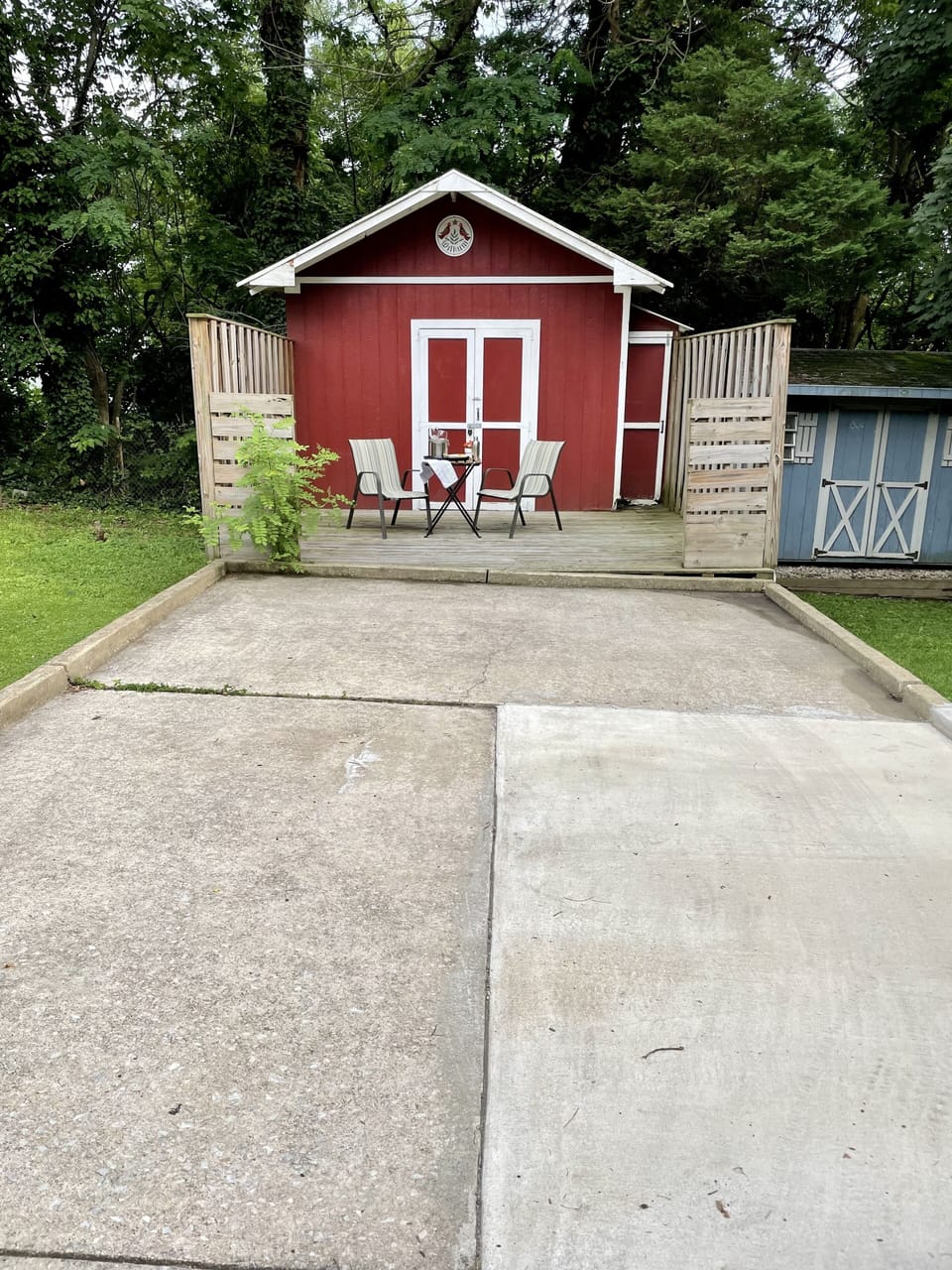 Free off-street parking with patio