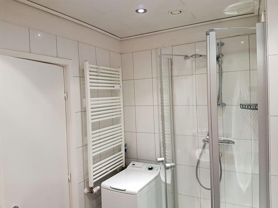 spacious, modern bathroom