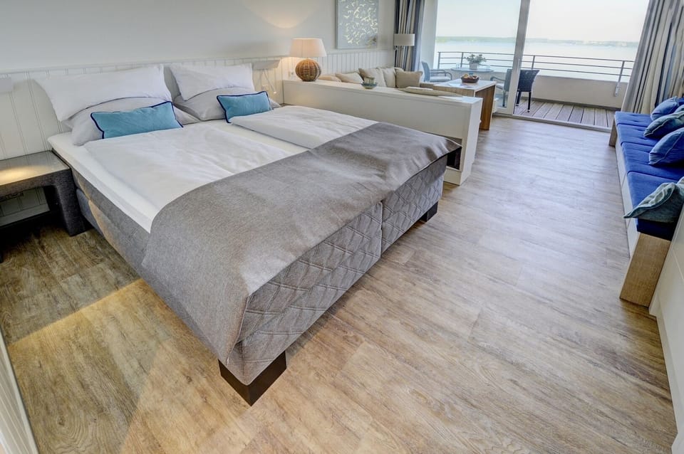 spacious, modern box spring bed