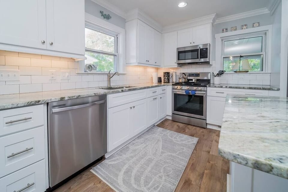 Dishwasher and gas stove.