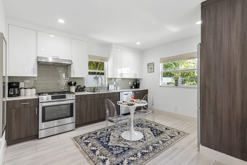 Our home is equipped with top-of-the-line kitchen amenities! Enjoy the pleasure of preparing your hearty meal in our kitchen which provides everything you need to unleash your inner chef. 