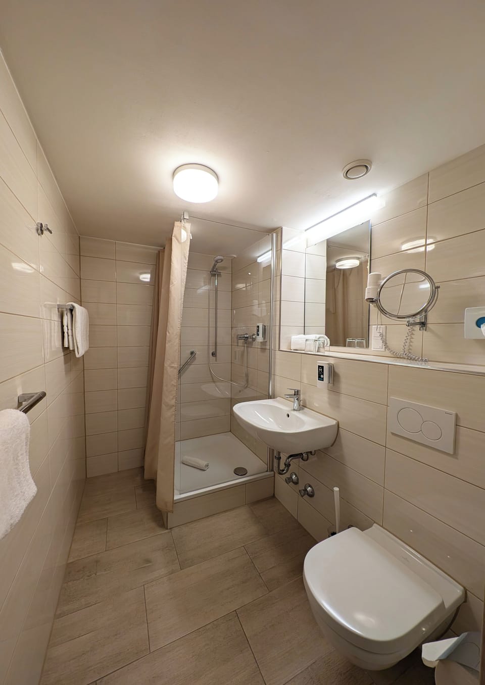 Hair dryer, towels