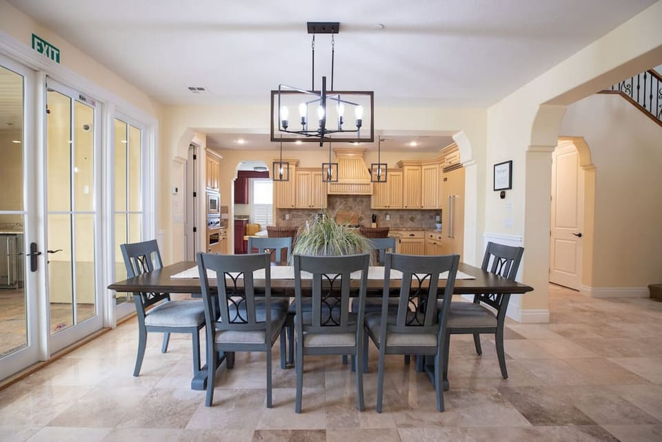 Dining table with seating for 8