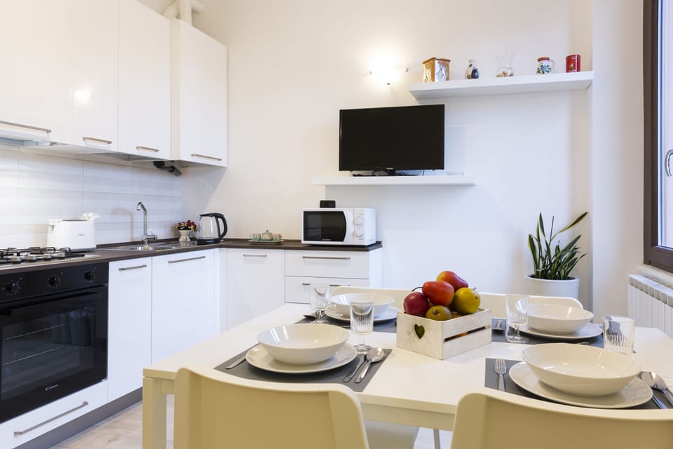 Apartment | Private kitchen | Full-size fridge, microwave, oven, stovetop