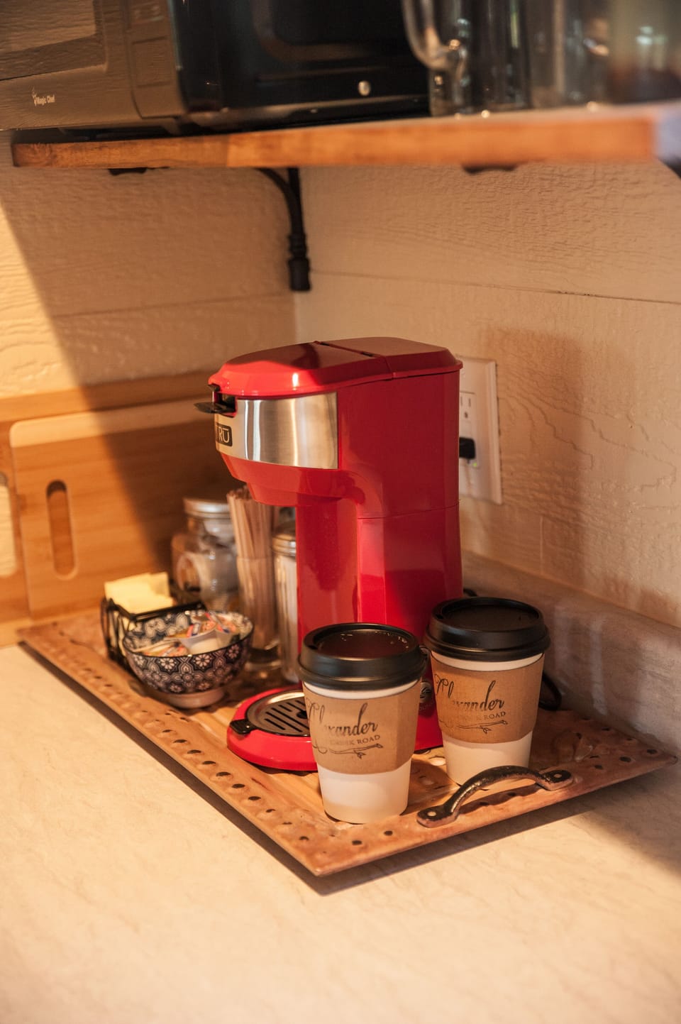 Fully-stocked Coffee Bar in your kitchenette