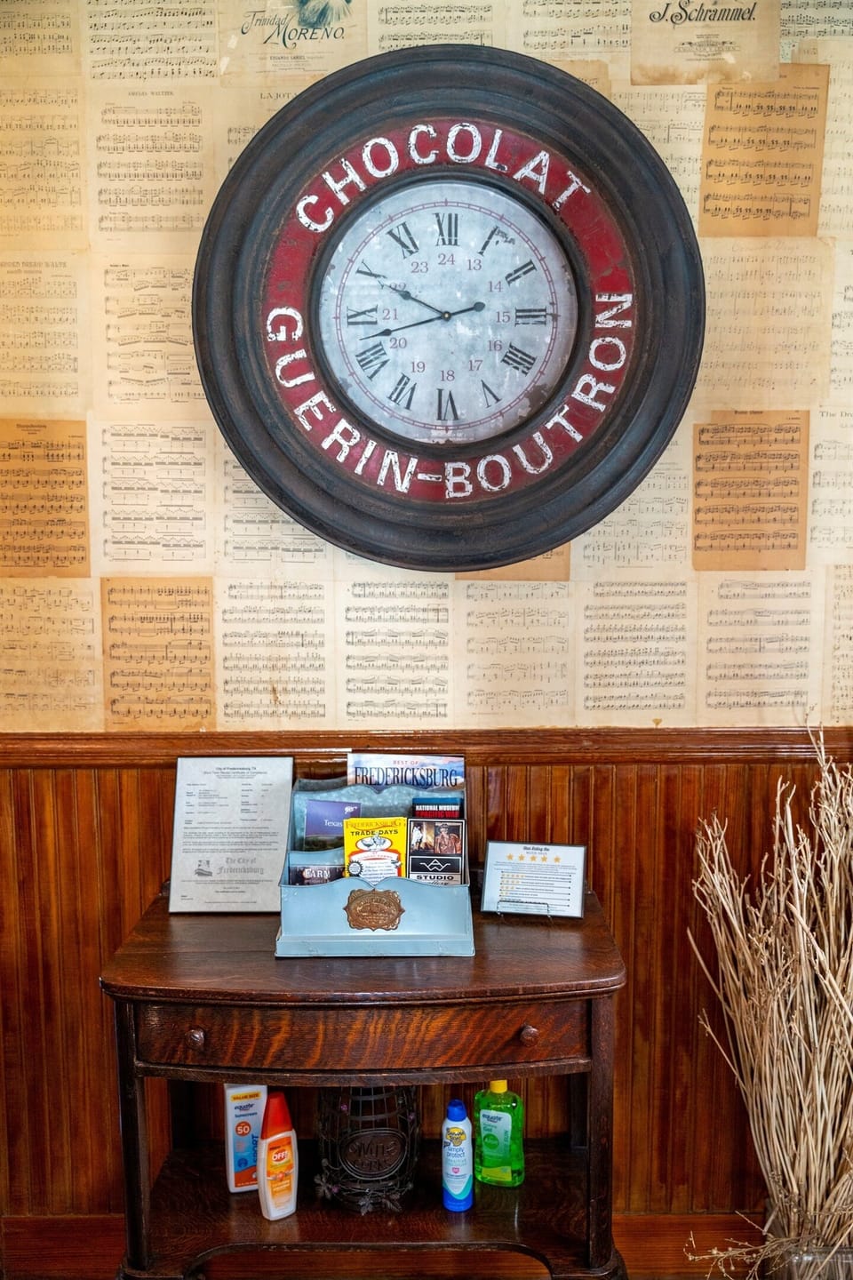 Thoughtful design touches like this music-inspired wall add character and charm you will only find in Fredericksburg.