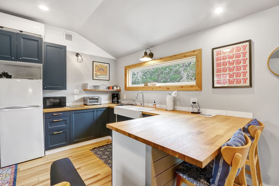 Custom kitchen area with bar seating