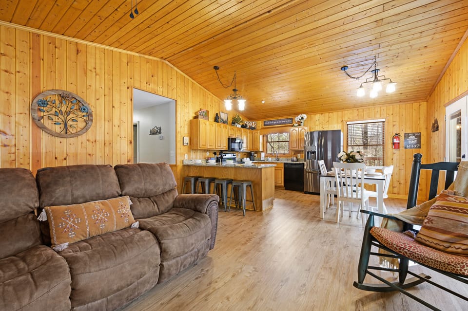 Large open living/kitchen/dining area