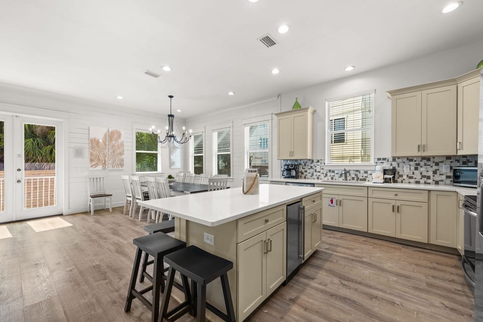 Living and Kitchen Area That Open Up To The Backyard