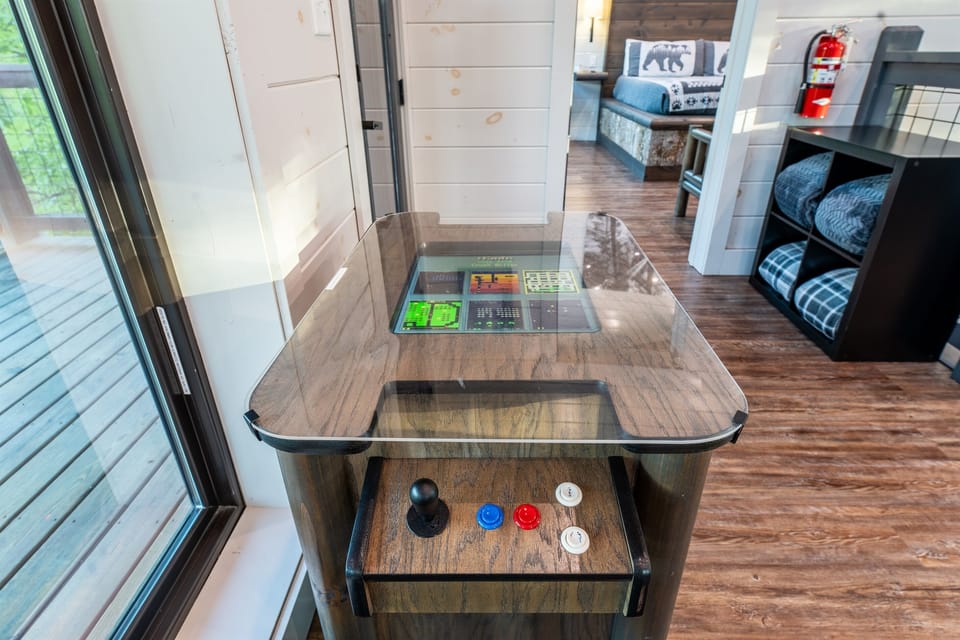 Multicade in living area is full of 1980's classic arcade games.