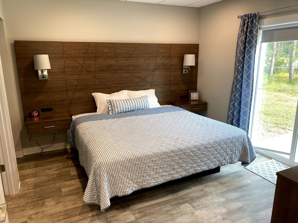 King Master Bedroom with private bathroom, private patio,  and your own Smart TV