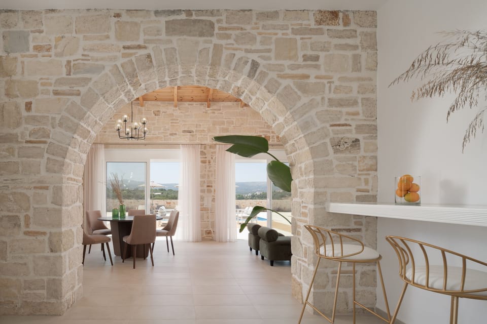 A collated and collected feel to the natural living-cum design. 