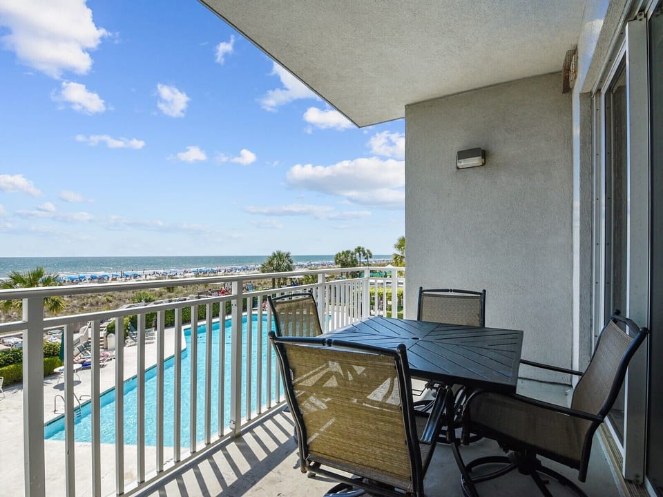 Main Balcony Overlooking Pool and Beach at 3203 SeaCrest