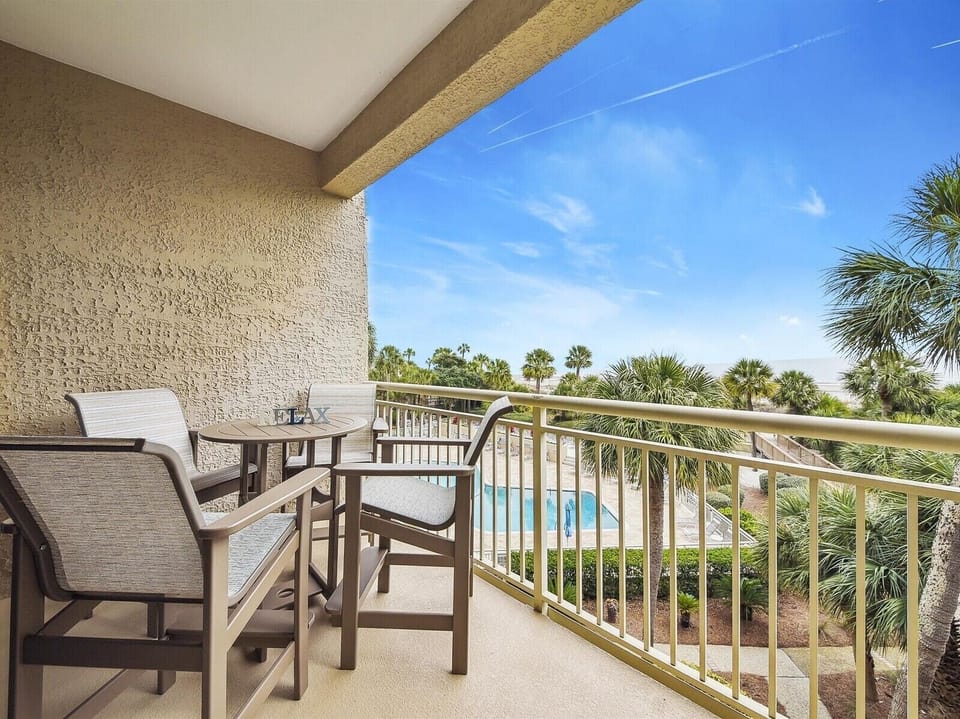 Private Balcony with Pool and Ocean Views from 445 Captain's Walk