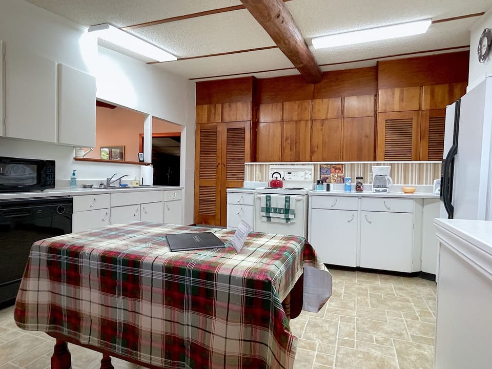 Large kitchen with original cabinets and upgraded appliances