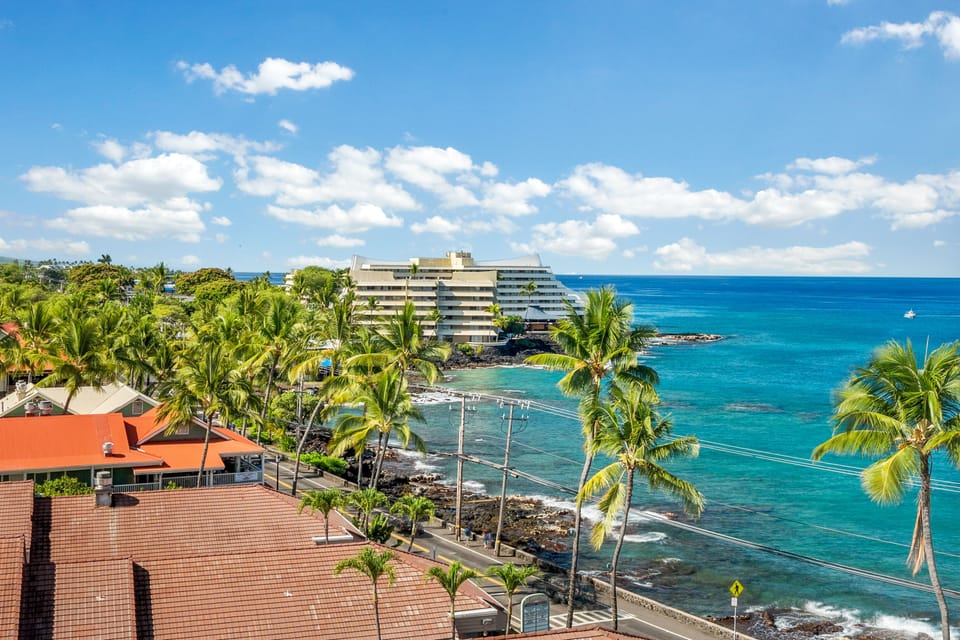 Beautiful view of the Kona downtown from the patio deck