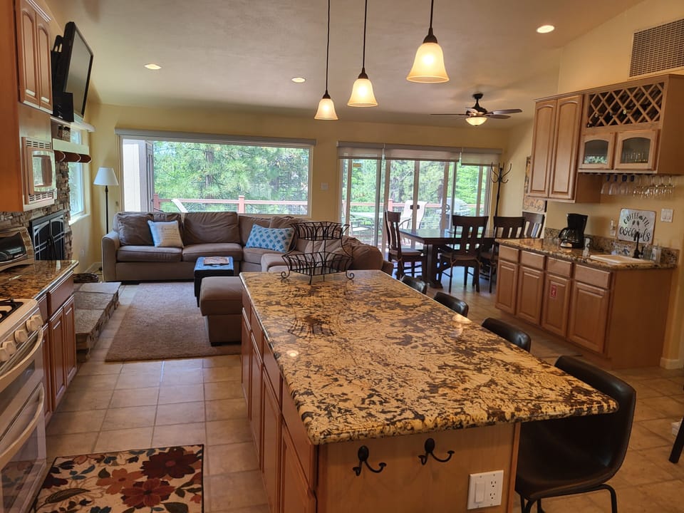 Main kitchen, dining, living area (road level)