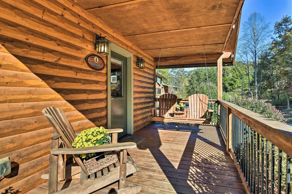 Start each morning with a fresh cup of coffee on the porch swing.