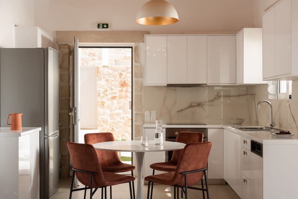 An aspect of the amazing kitchen and dining area.