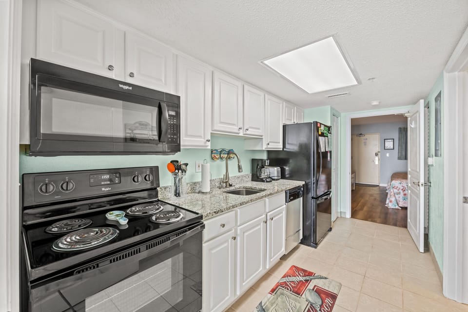 A fully stocked kitchen makes meal preparation a breeze.