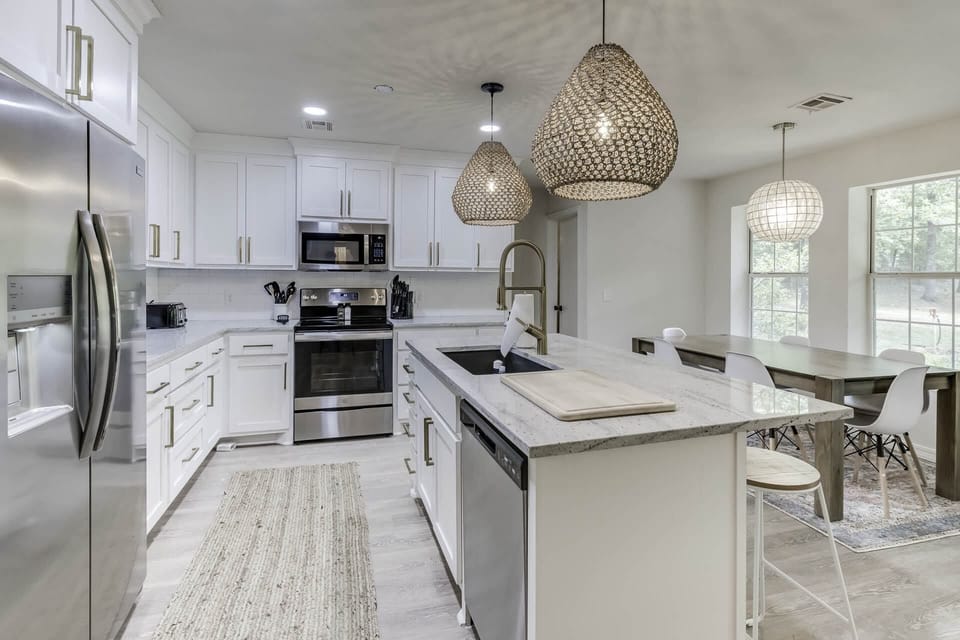 Gorgeous granite island with extra seating