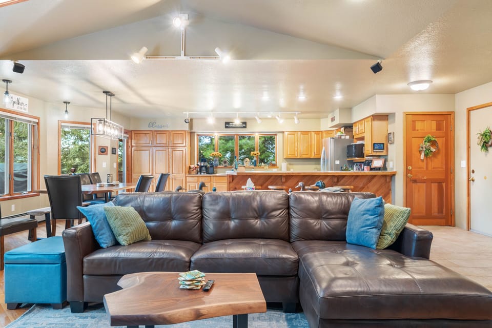 View of the dining/kitchen area from the main living area.