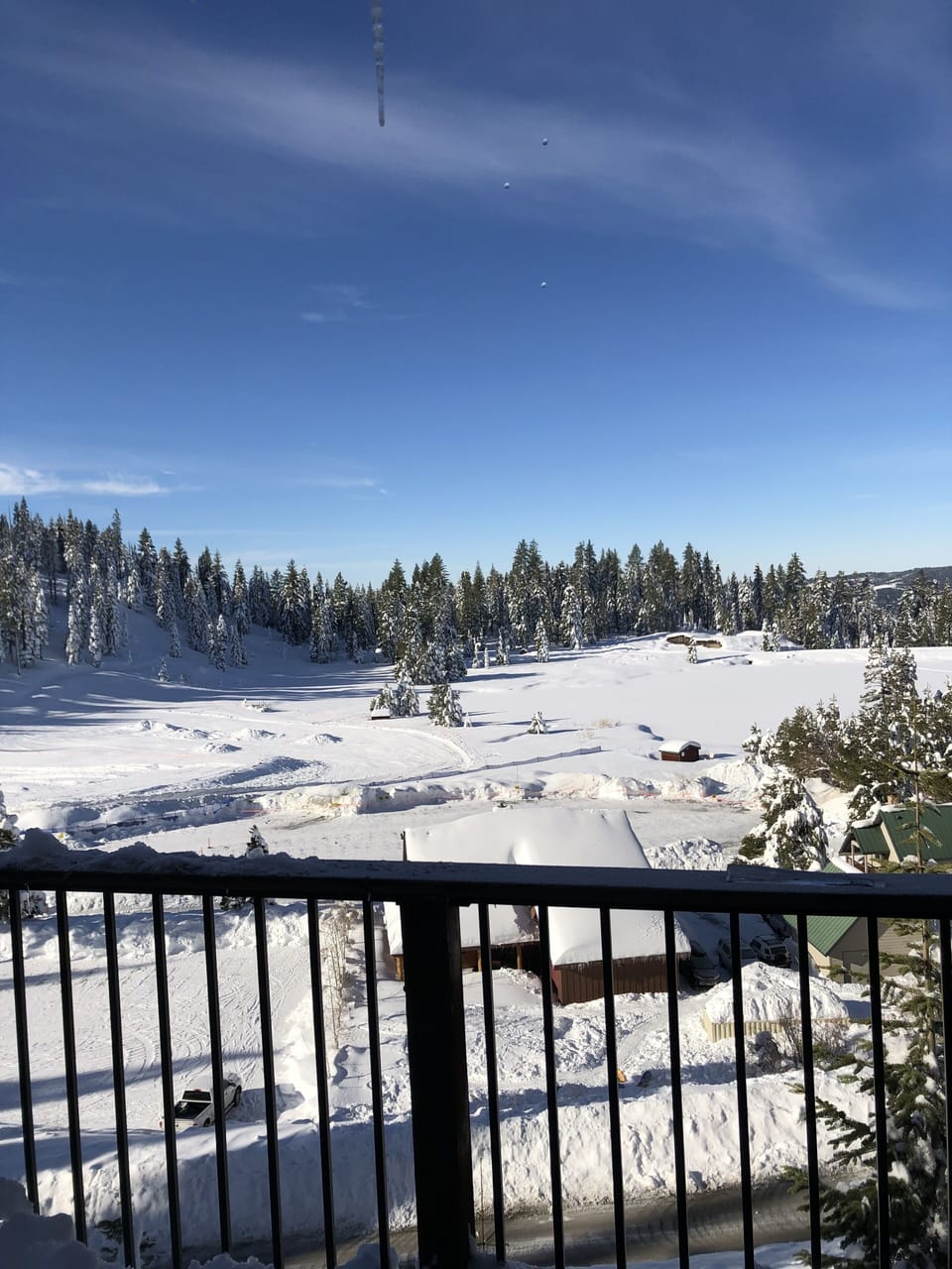 View of the frozen lake from the front deck of the condo.