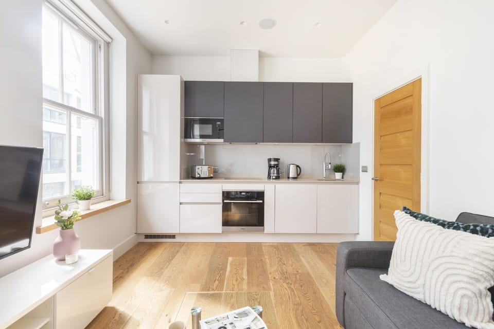 Comfort Apartment, 1 Queen Bed with Sofa bed, Kitchen, City View | Private kitchen | Full-size fridge, microwave, oven, stovetop