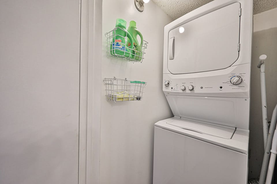 Washer and dryer in unit.