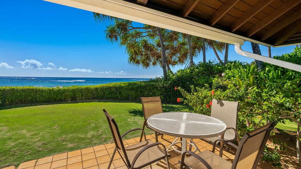 Kiahuna Plantation #200 - Beachfront Dining Lanai - Parrish Kauai