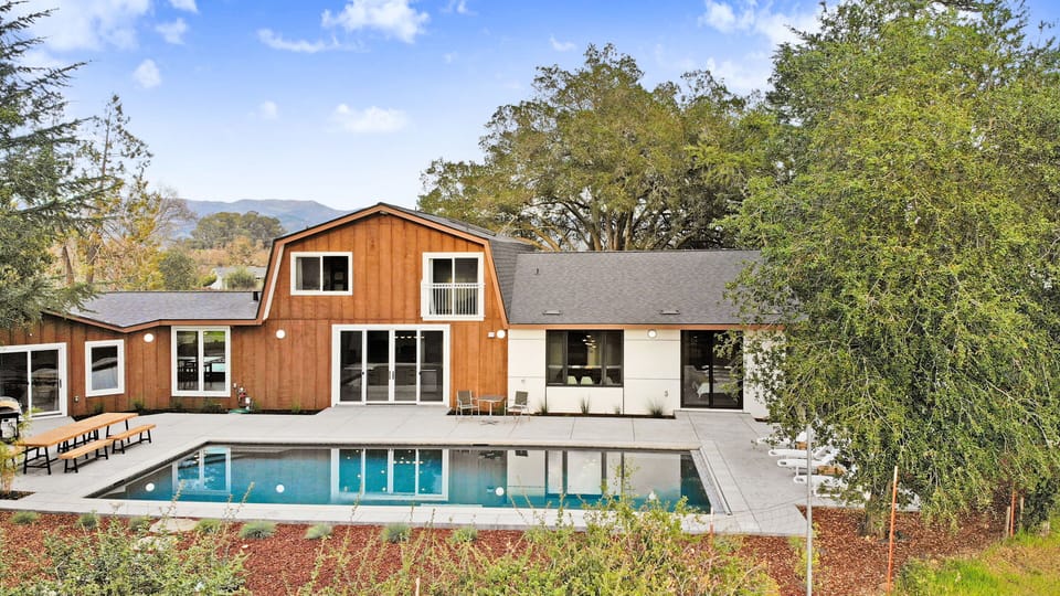 Backyard with oversized pool