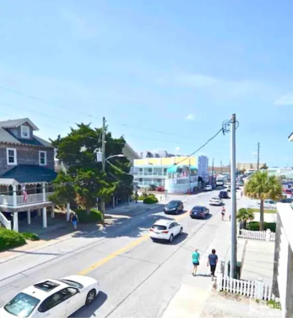 View of shops, restaurant and loops from the covered porch