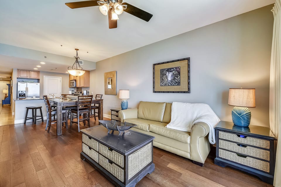 Gulf Front Living Area with Sleeper Sofa