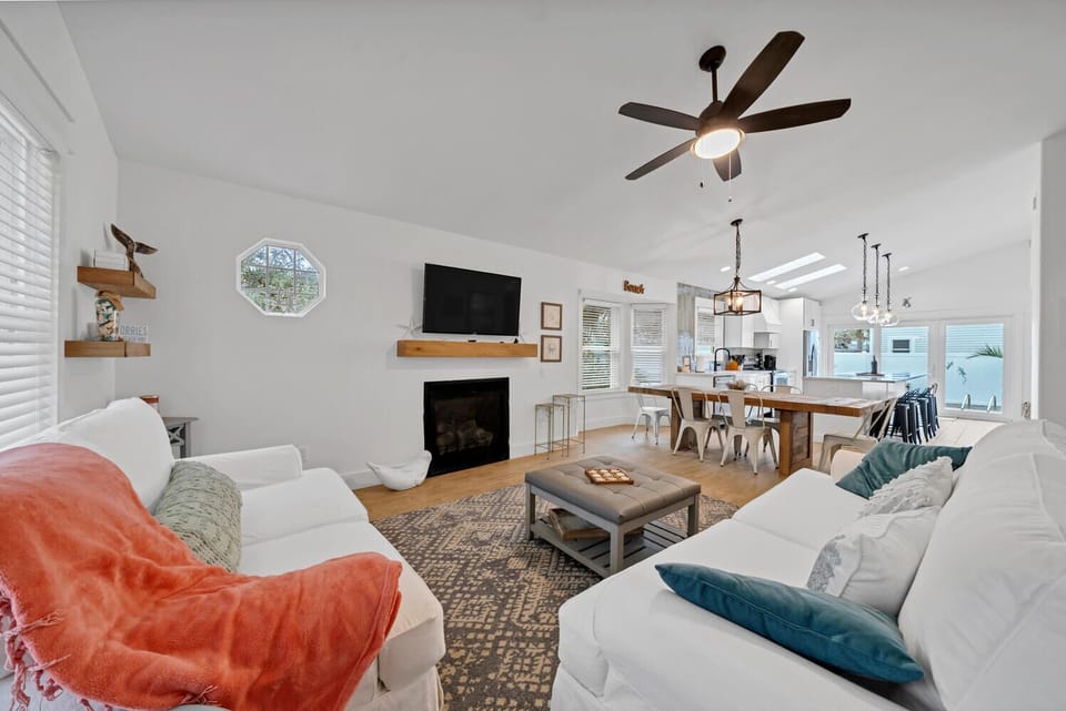 Living area with fireplace