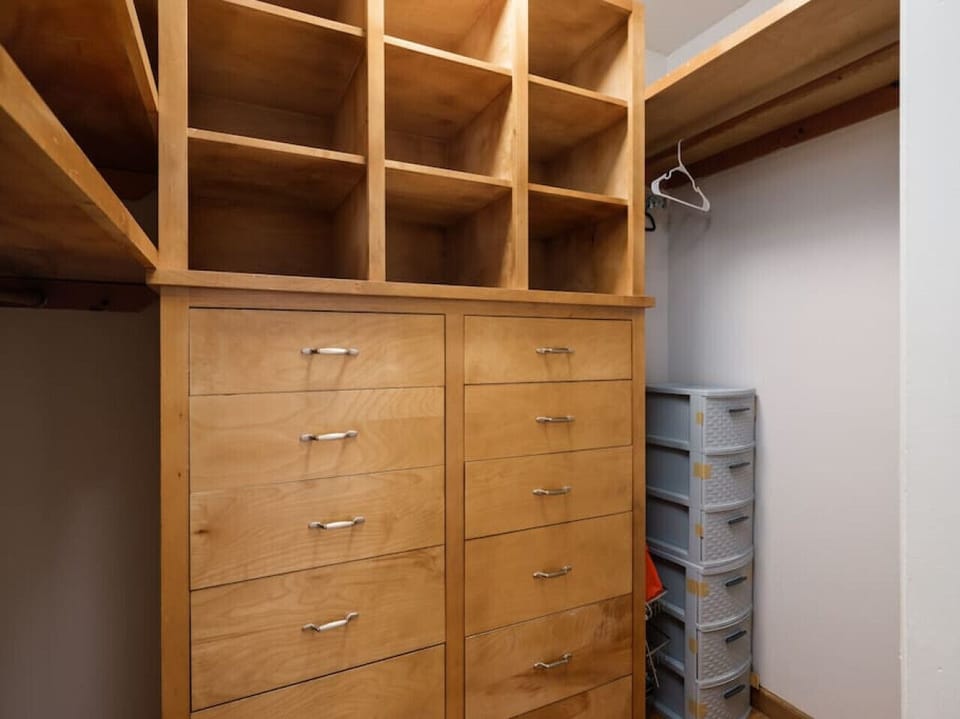 Roomy closets and storage for extended stays.