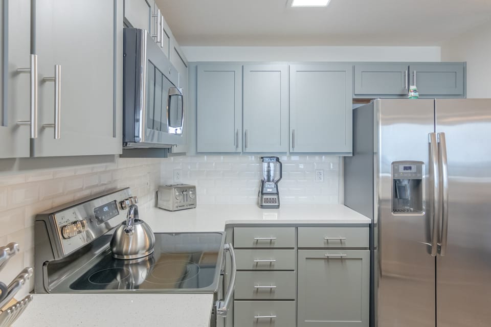 Kitchen has Ninja blender, toaster, coffee machine and etc.