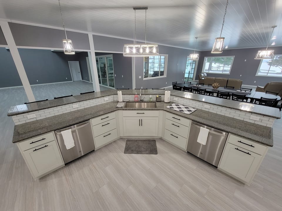 20' Kitchen Island w/ Handsfree Faucet and Dual Dishwashers