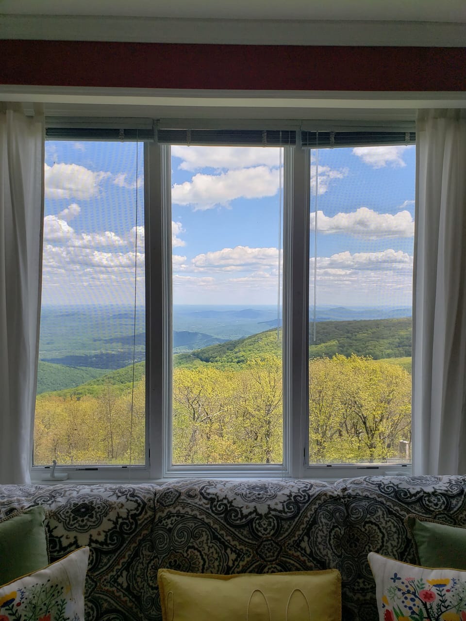 "Waves" of mountains and a view of the valley from the living room windows.