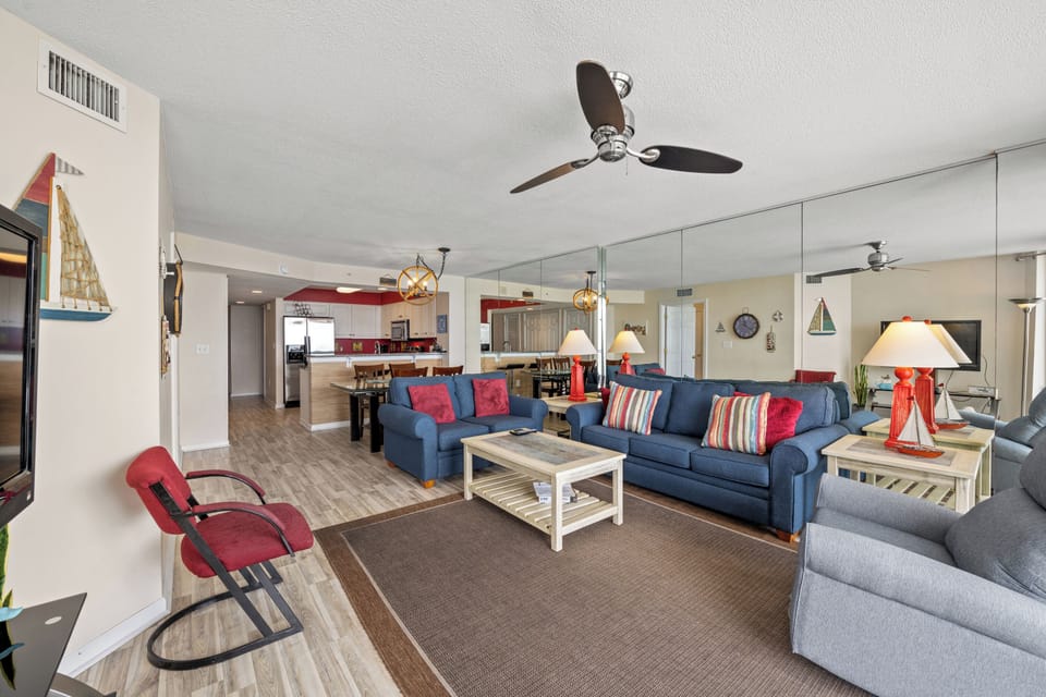 Sink into these comfy sofas and enjoy a family movie night.