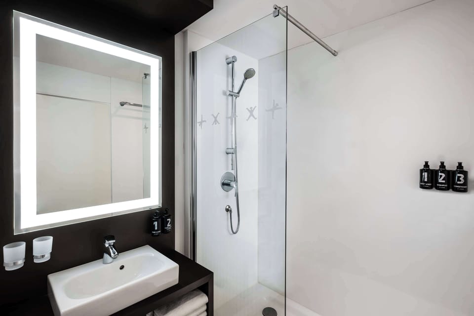 Premium Room, 1 King Bed | Bathroom | Eco-friendly toiletries, hair dryer, slippers, towels